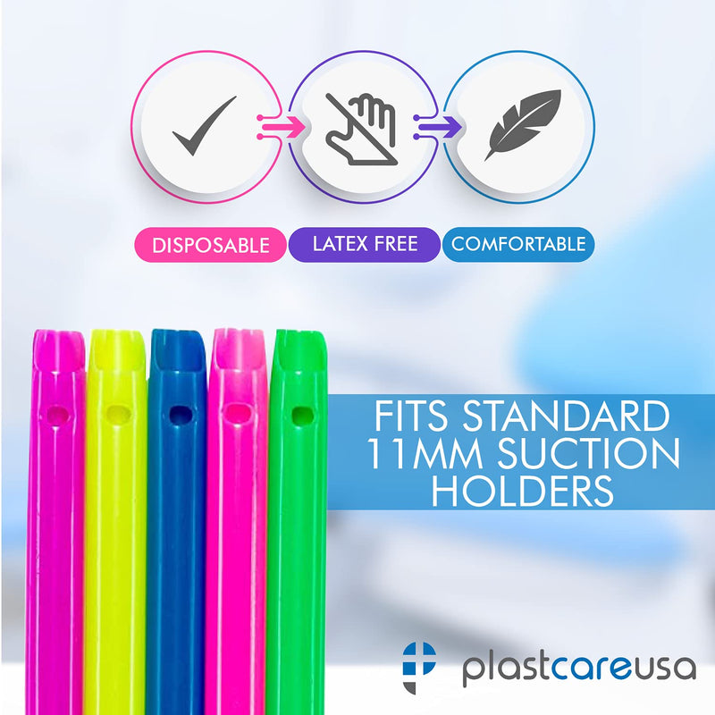 [Australia - AusPower] - High Volume Evacuator HVE Tips - 100 HVE Suction Tips Dental Disposable - Vented Evacuation Aspirator Tips with Smooth Edges (Rainbow Assorted - 100 Pack) by PlastCare USA 