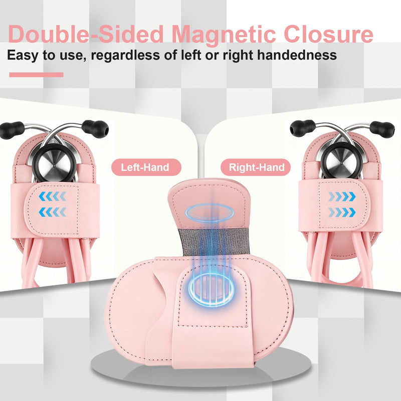 [Australia - AusPower] - Stethoscope Holder Clip, Leather Stethoscope Holster Clips, Lightweight Portable Holster for Physicians, Nurses, EMT, Medical Nursing Students (Pink) Pink 