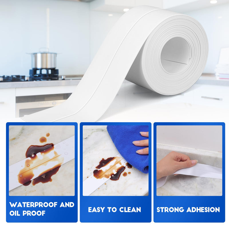 ESRICH White Caulk Tape,5 Rolls Caulk Tape Waterproof Self Adhesive, Toilet Caulking Strip for Bathtub, Kitchen, Countertop,Sink,Wall Tile Edge Peel and Stick Caulking Sealing Tool (1.5" x10Ft)