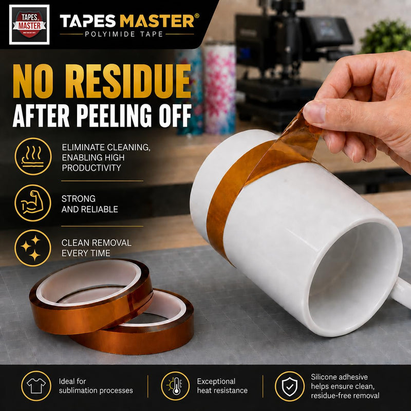 Tapes Master - 1/2" x 36 Yds 1 Mil Polyimide High Temperature Heat Resistant Heat Transfer Thermal Electrical Insulation Tape 1 Roll - 1/2