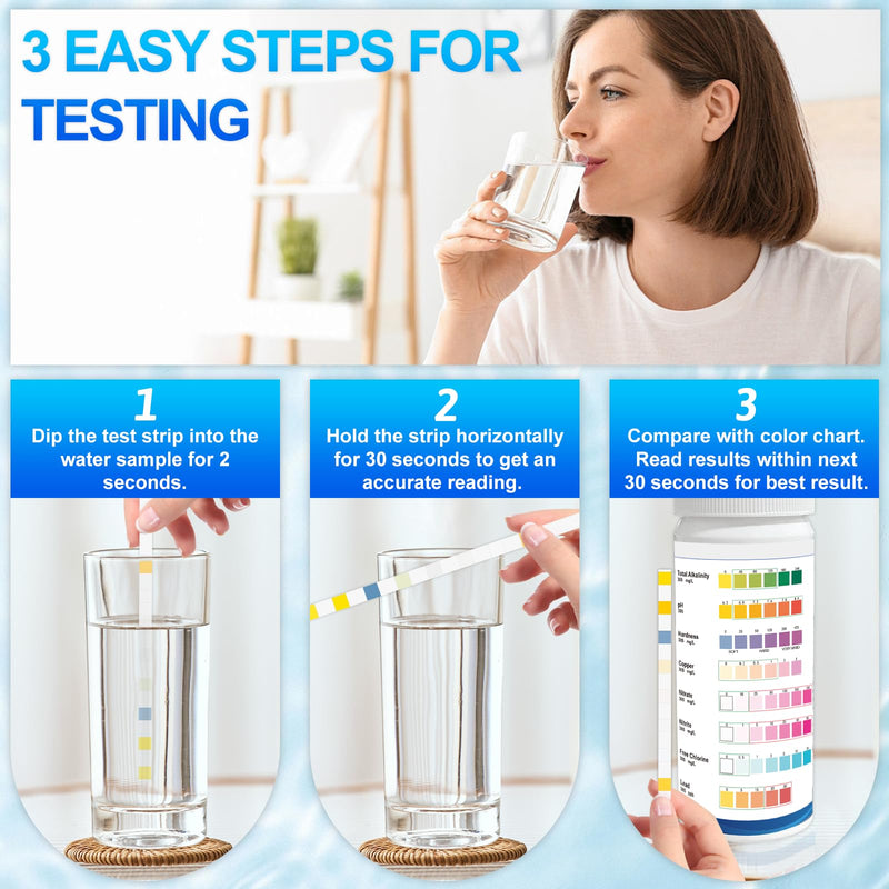 Lead Water Test Kit 2026 Upgraded 8 in 1 Home Drinking Water Testing Kits 50pcs, House Tap and Well Water Hardness Tester, Lead Test Strips for Alkalinity, pH, Copper, Nitrite&Chlorine 50pcs Box