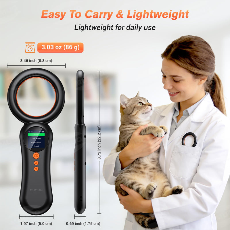 [Australia - AusPower] - Pet Microchip Scanner, FDX-B(ISO11784/85) EMID Animal Micro Chip Reader 500 Records Data Storage with 1.44 Inch LCD Screen 