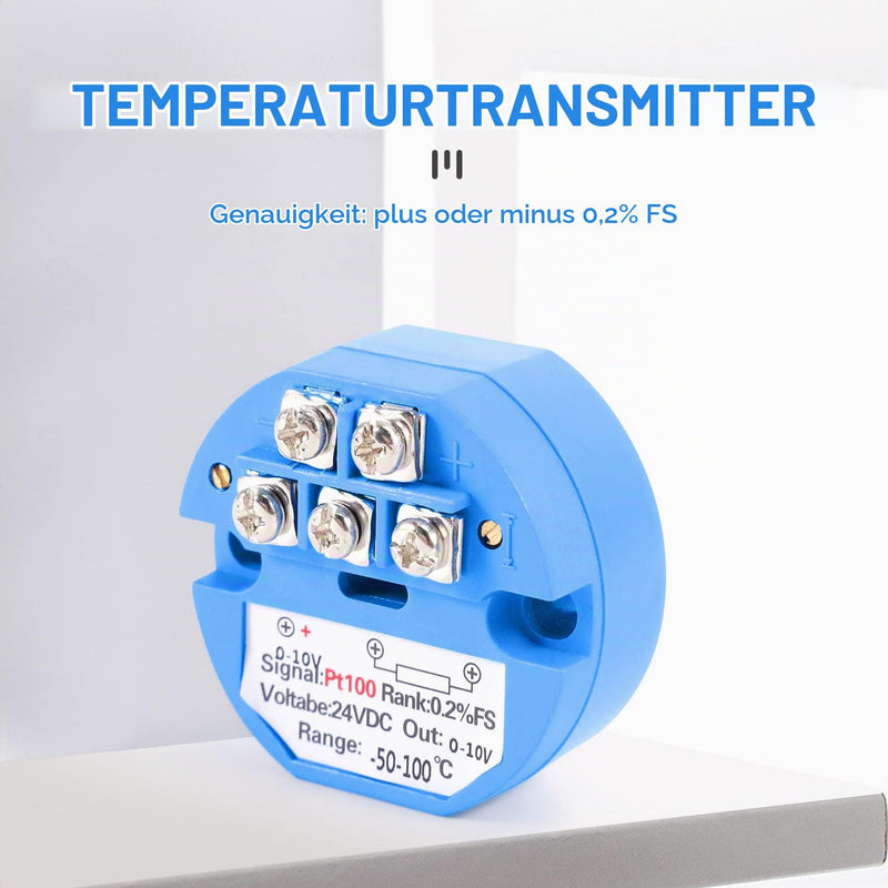 RTD PT100 Temperature Transmitter DC24V Minus 50~100 Degrees Output 0-10V