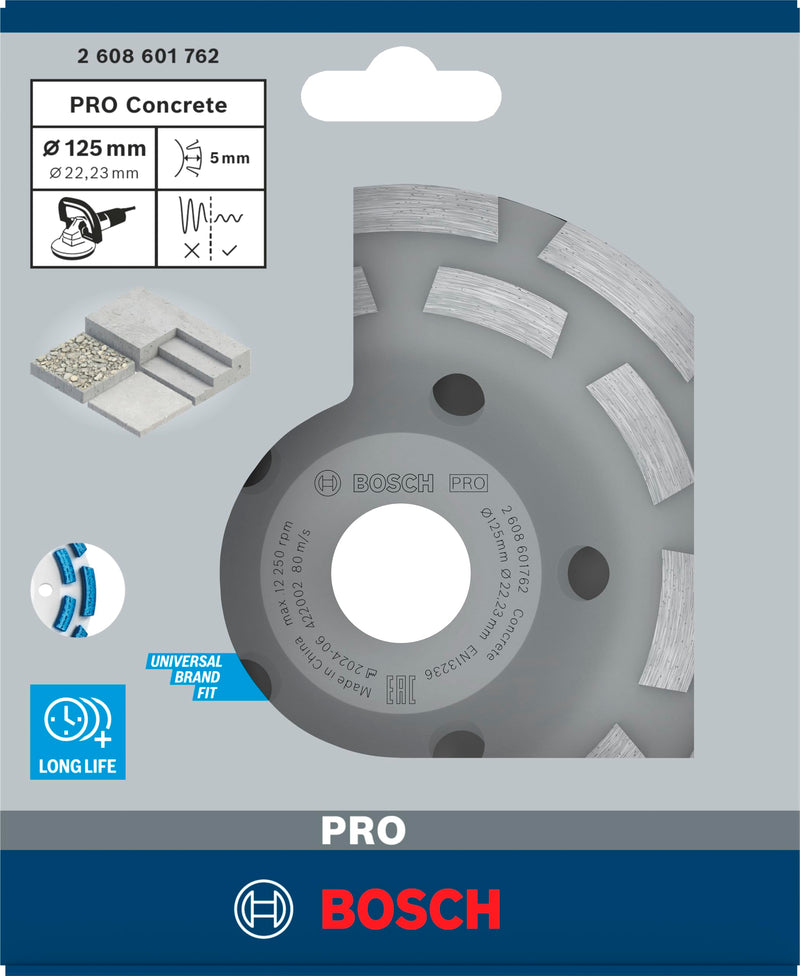 Bosch Professional Expert 2608601762 Diamond Grinding Disc for Angle Grinders (for Concrete, Grinding Wheel Diameter: 125, Bore Diameter: 22.23 mm, Accessories for Concrete Grinder) Diameter: 125 mm