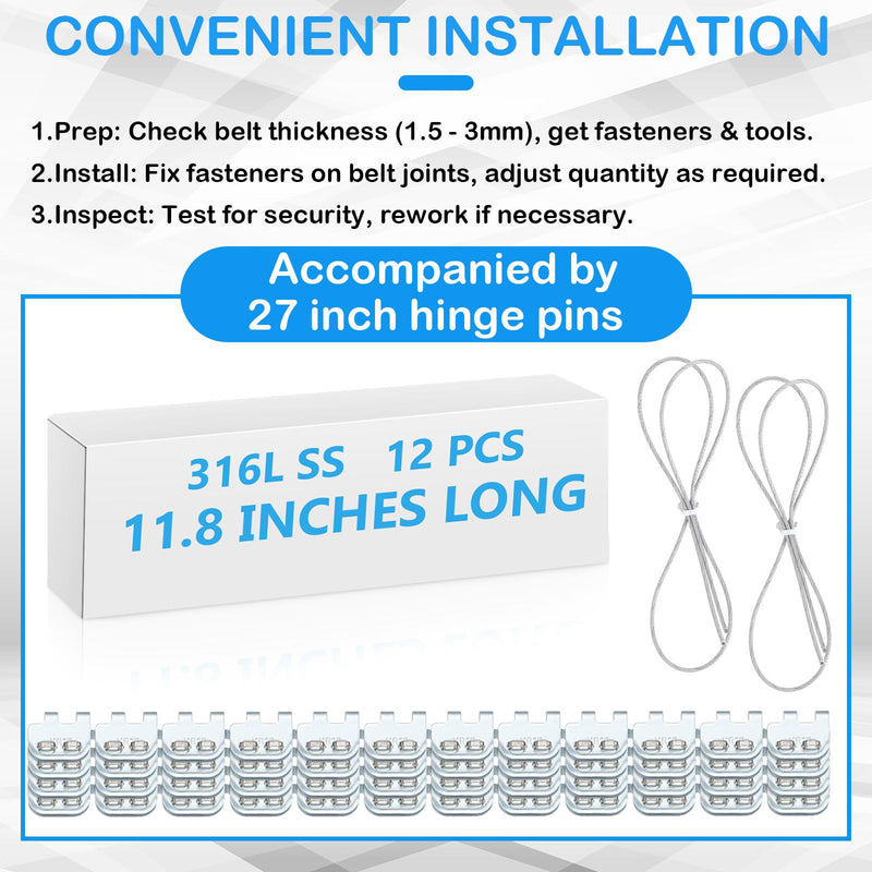 [Australia - AusPower] - 12'' Conveyor Belts Clipper Lacing 2 Pairs Zinc Plated Carbon Steel Fasteners with Hinge Pin for Light Industrial Thickness 1. 5-3mm Mechanical Conveyor Belt 