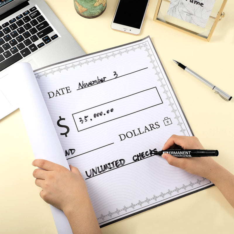 [Australia - AusPower] - Eersida 6 Pcs Giant Checks 30'' x 16'' Large Blank Fake Big Checks for Presentations Dry Erase Reusable Funny Oversized for School Graduation Donation Awards Fundraisers Charity Business 
