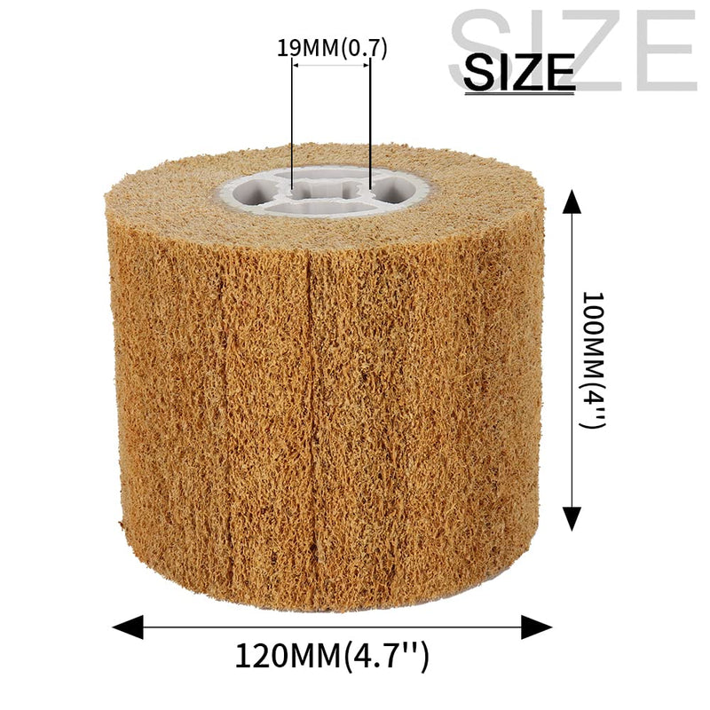 [Australia - AusPower] - 120x100x19mm Non-Woven Abrasive Wire Drawing Polishing Burnishing Wheel Flap Brush for Surface Treatment Stainless Steel, Aluminum, Copper, and More - 120 Grit 120# 