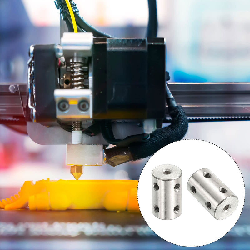 [Australia - AusPower] - PATIKIL Shaft Coupler Connector L22 x D20 12mm to 12mm Bore Rigid Coupling Stainless Steel Shaft Joint w Screw,Wrench for 3D Printers Silver 2Pack 2 