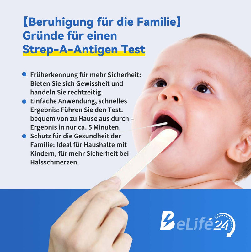 Strep A Self Test for Home Streptococcus Quick Test Throat Swab 97.5% Accuracy for Adults & Children from 4 Years (with Supervision) Pack of 2