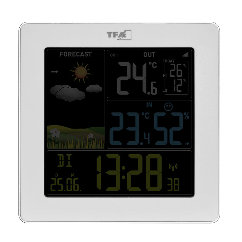 [Australia - AusPower] - TFA Dostmann SUN2 35.1174 Digital Wireless Weather Station with Outdoor Sensor for Indoor and Outdoor Temperature, Large Colour Display, with Living Climate, Includes Radio-Controlled Clock with Date 