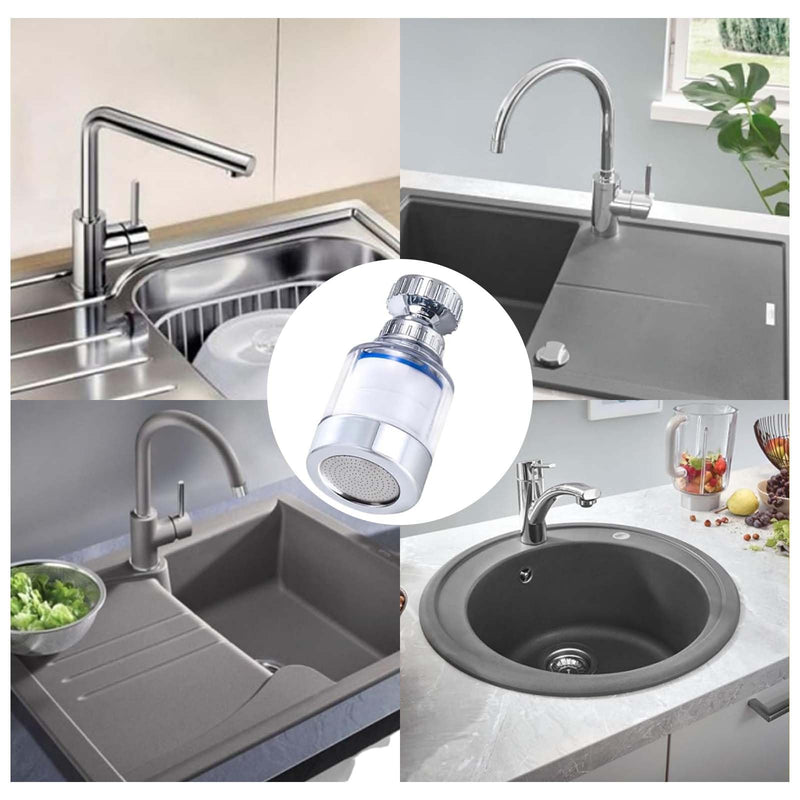 [Australia - AusPower] - XIATIAN Pack of 2 Water Filter Tap, 360° Tap Filter with 6 Pieces PP Cotton Filter Element and Universal Adapter, Tap Filter for Home, Kitchen, Bathroom, Sink 