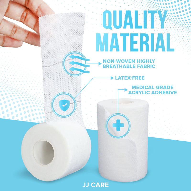 [Australia - AusPower] - JJ CARE Soft Surgical Tape [Pack of 4], 4” x 10 Yards Soft Cloth Medical Tape for First Aid and Wound Care, Latex-Free, Breathable and Hypoallergenic Cloth Surgical Adhesive 4 Inch x 10 Yards (Pack of 4) 