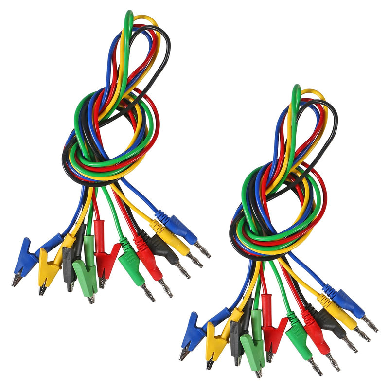 [Australia - AusPower] - UMLIFE 10PCS Multimeter Banana Plug to Crocodile Alligator Clip Test Probe, 4mm, 1000V/15A, 3.3ft/1m, Multicolor 