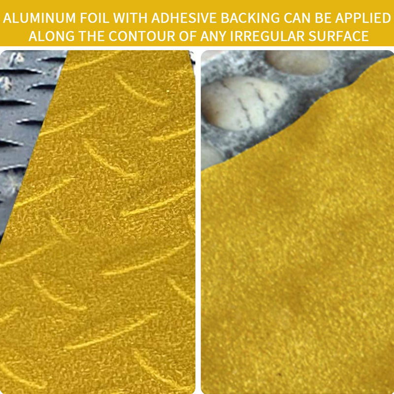 Heavy Duty Aluminum Foil Anti-Slip Tape 4" x30FT Yellow - Industrial Safety Grip for Warehouse Stairs, Pool Decks & High-Traffic Walkways - Waterproof Traction Tape 4 IN