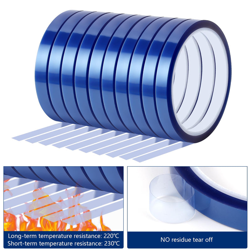 [Australia - AusPower] - 10 Rolls Heat Transfer Tape Blue Sublimation Tape, 10mm × 30m (98ft) High Temperature Resistant Tape, Heat Transfer Tape for Sublimation Press Electronic Soldering Insulation, No Residue 10 