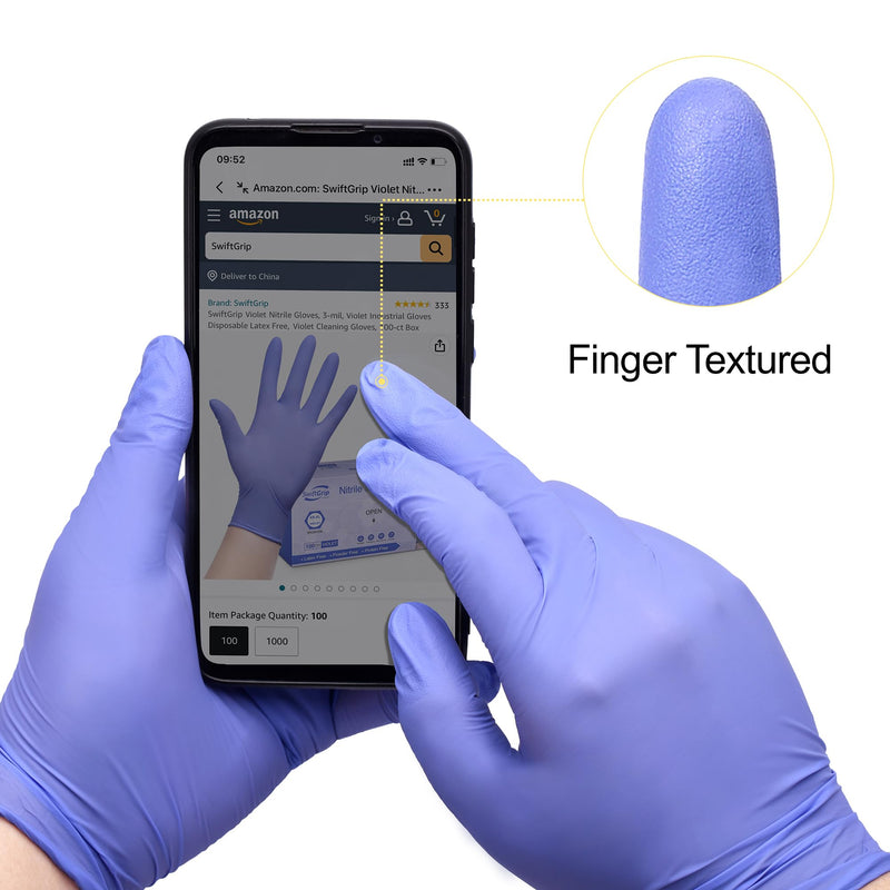[Australia - AusPower] - Disposable Nitrile Exam Gloves, 3mil, Medium, Box of 100, Violet Nitrile Gloves Disposable Latex Free for Medical, Cleaning, Cooking & Esthetician, Food-Safe, Powder-Free, Purple 