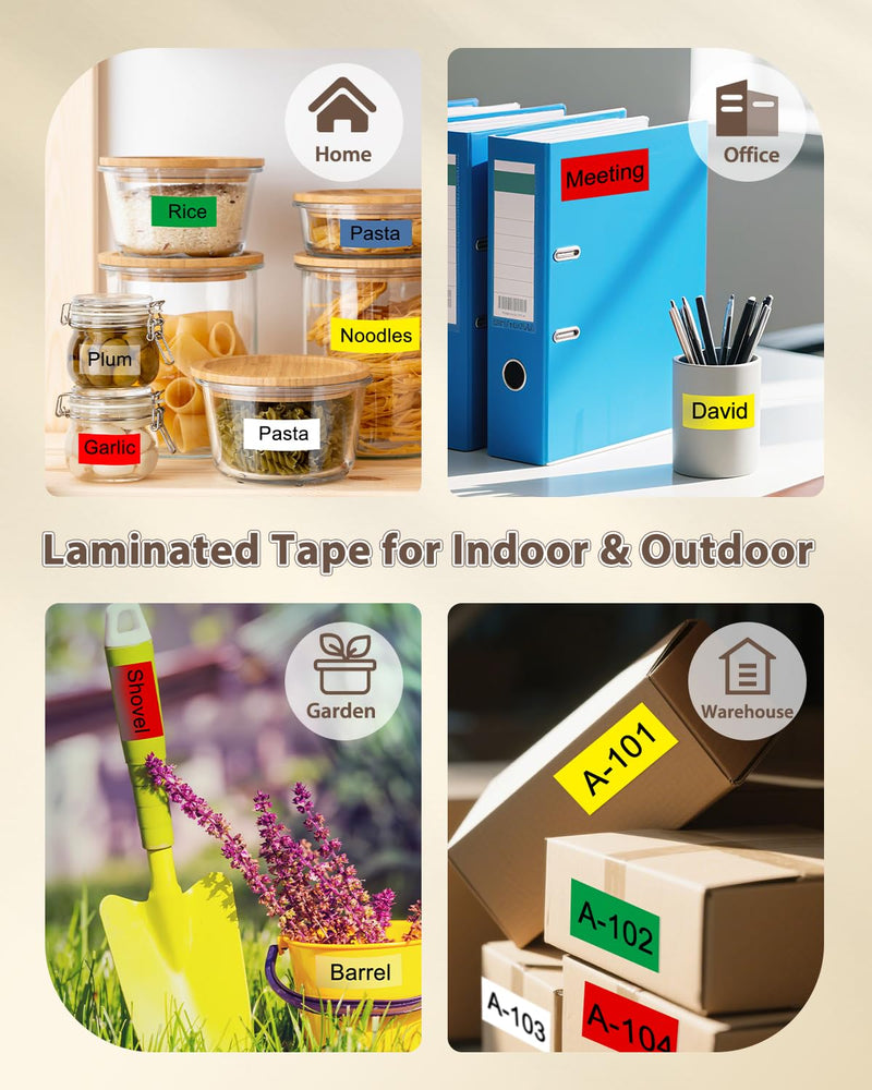 [Australia - AusPower] - 24mm 0.94 Laminated TZ Tape Clear/White/Red/Blue/Yellow/Green Compatible with Brother P Touch Label Tape 1" TZe-251 151 451 551 651 751 for PTouch D600 E500 P700 P710BT D410 D460BT D610BT, 6-Pack Black on Clear/White/Red/Blue/Yellow/Green 