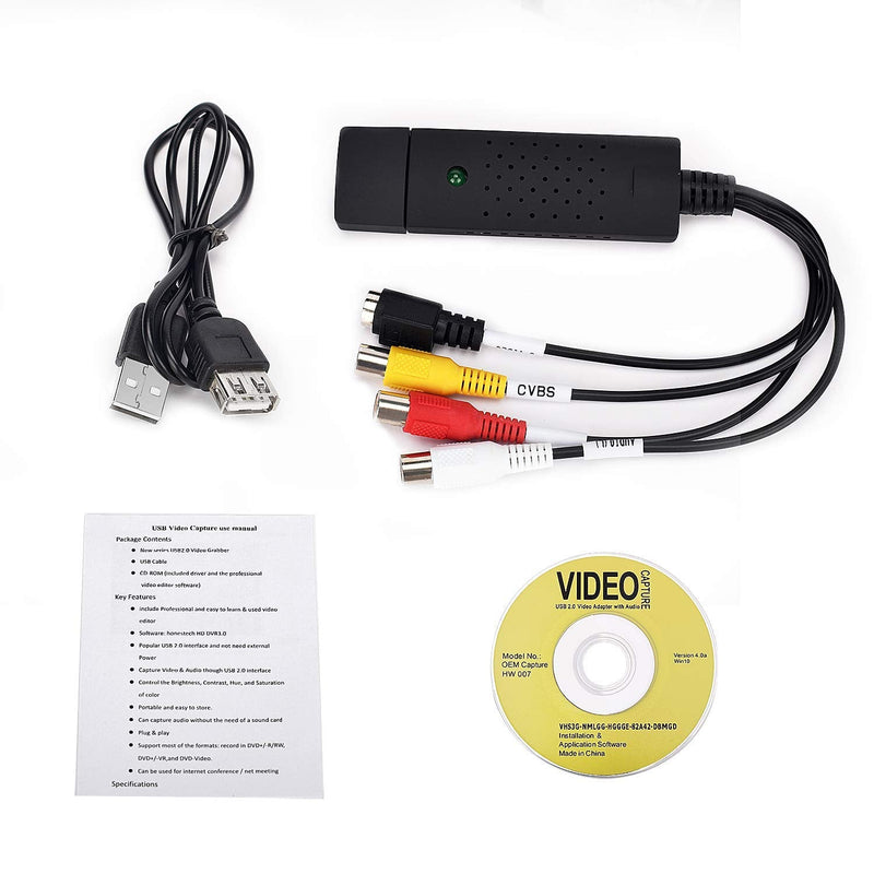 [Australia - AusPower] - USB Audio Video Converter, VHS to Digital Converter, Video Capture Card Digitize from Analog Video VCR VHS DVD, for Windows 7 8 10 