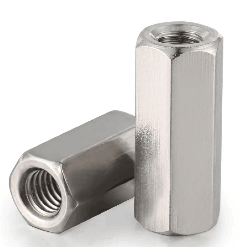[Australia - AusPower] - 5PCS M8 X 1.25-Pitch 25mm Length 304 Stainless Steel Metric Hex Coupling Nut 