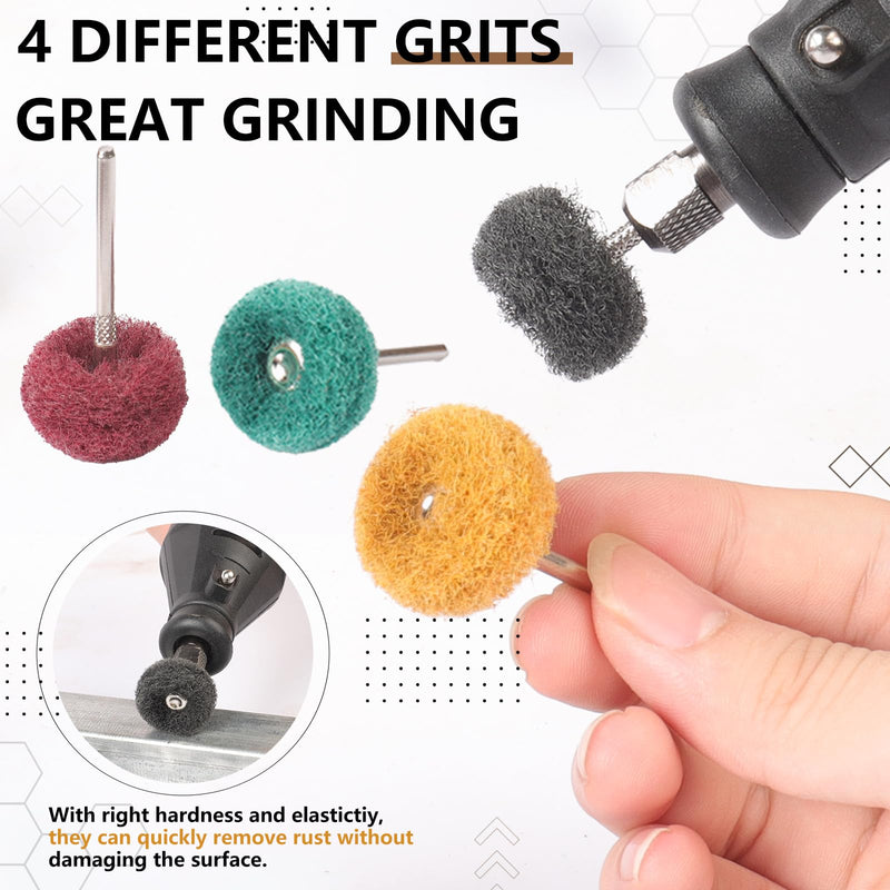 120 PCS Double-Layer Buffing Pads, Multi-Grit Abrasive Wheels (80/150/240/400) for Dremel & Drill | Yellow, Green, Red, Black Polishing Discs Kit ABW Mix Color 120pcs