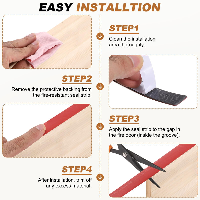 PATIKIL Smoke Fire Seal Strip, 16.4 Feet Expandable Door Seal Tape Self Adhesive Graphite Rubber Composite Material for Fire Rated Windows Steel Doors, 0.39" W x 0.08" T, Red 10mmW x 2mmT