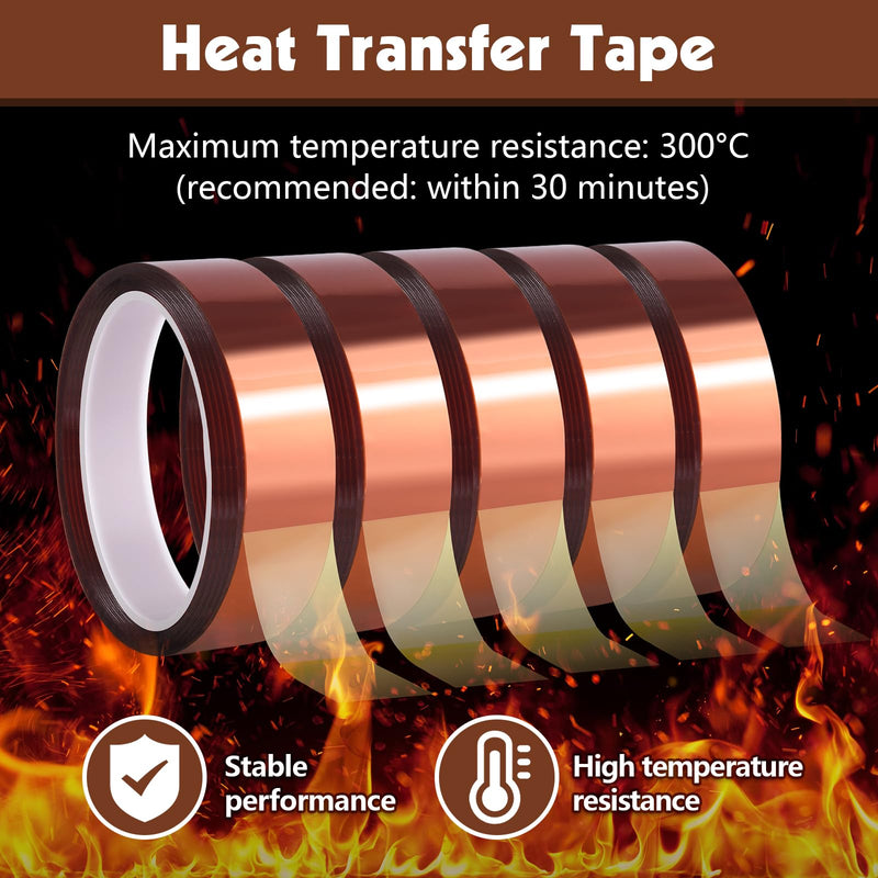 8 Rolls 20mm×25m (82Ft) Heat Resistant Tape, High Temperature Transfer Tape for Sublimation Heat Press Electronic Soldering Masking, No Residue 8