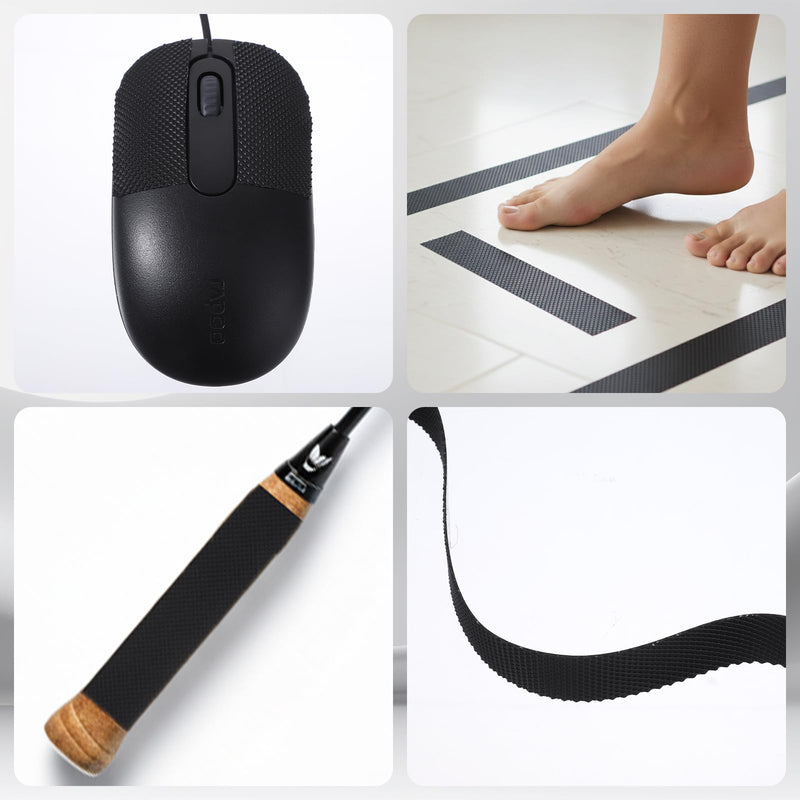 Bremorou Black Rubber Grip Tape Anti Slip Tape 16.5 Feet 1 Inch Heavy Duty Waterproof Non-Abrasive Tape Resistant Wear-Resistant Cushion Pad for Indoor & Outdoor Making Handles Contact Surfaces Safer
