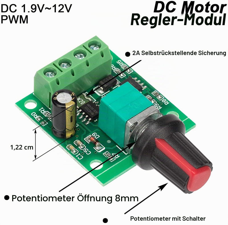 RUNCCI-YUN 6pcs 1.8V 3V 5V 6V 7.2V 12V 2A PWM Motor Speed Controller, DC Speed Controller 12V, Motor Speed Switch Controller LED Volt Regulator Speed Controller