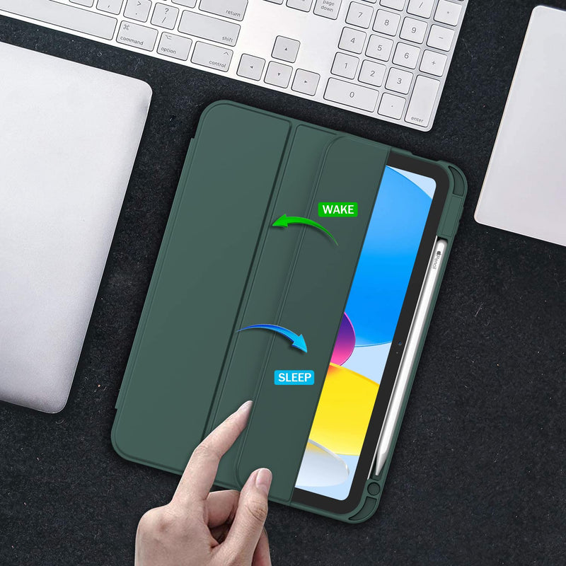 [Australia - AusPower] - ZryXal New iPad 10th Generation Case 10.9 Inch 2022 with Pencil Holder, Smart iPad Case with Soft TPU Back [Support Auto Wake/Sleep] (New Midnight Green) New Midnight Green 