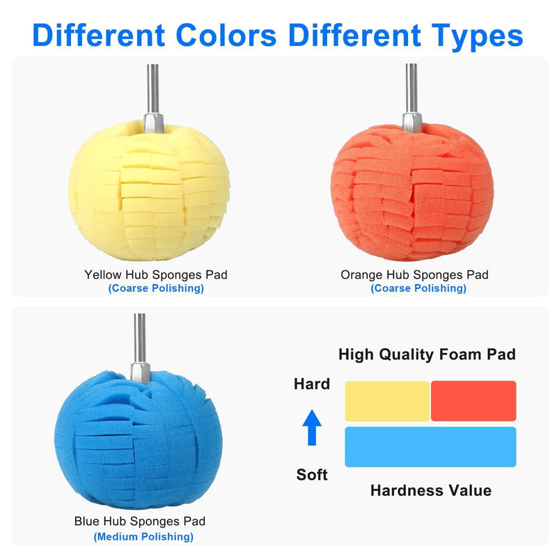 [Australia - AusPower] - Linkstyle 7PCS Car Wheel Hub Drill Buffing Sponge Pads Kit, 1/4" Cone Metal Buffer Pads Polishing Kit Foam Polishing Balls Wheel Polishing Kit for Drills 