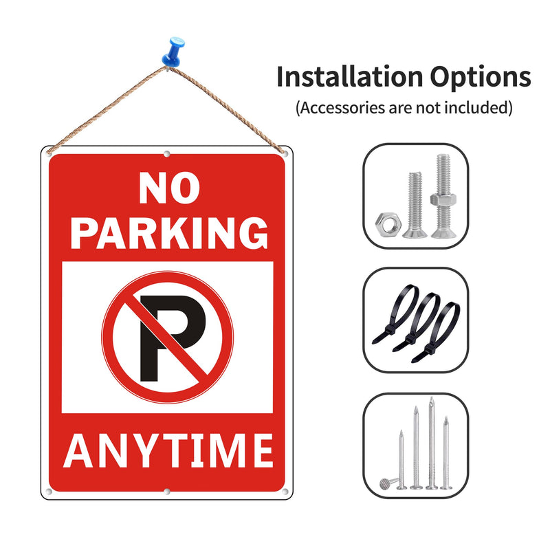 [Australia - AusPower] - No Parking Anytime Sign, No Parking Signs, (2 Pack) 10 x 14 Inches Large Reflective Aluminum Metal Warning Signage with Symbol for Indoor Outdoor Use Style D 