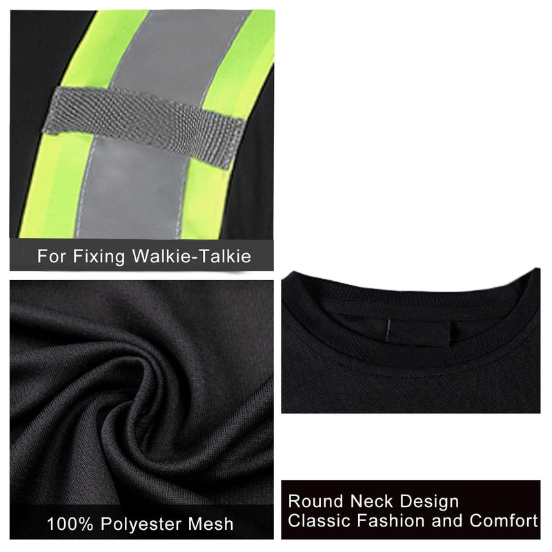 FONIRRA High Visibility Shirts for Men 3 Pack Reflective ANSI Class Hi Vis Safety Construction Work T Shirt Long Sleeves Large Mix-3pcs
