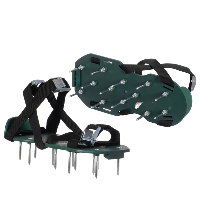Lawn and Garden Aerator Spike Shoe with 3 Metal Buckle Straps, Green Spiked Sandal Improved