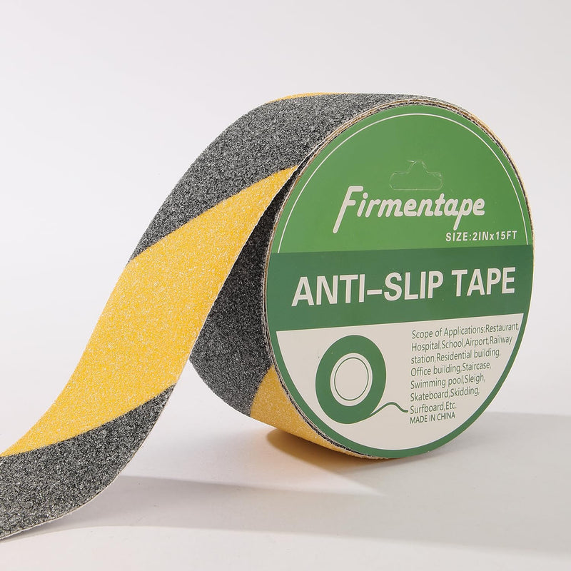 Non Slip Safety Grip Tape for Stairs, Anti Slip Traction Tape, Anti Slip Tape for Stairs, Non Slip Stair treads Indoor/Outdoor, High Traction Friction Strong Grip. (Black/Yellow, 2IN*30FT)