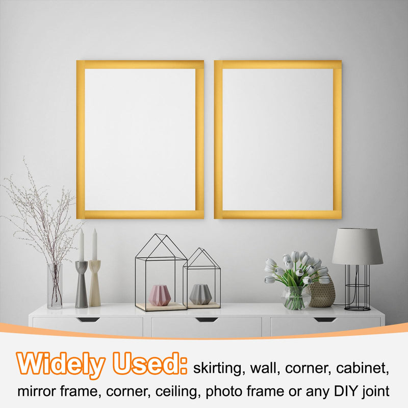 HARFINGTON Mirror Border Peel and Stick Wood Grain Tape 3" x 39ft PVC Self-Adhesive Waterproof Frame Sticker Removable Wallpaper for Bathroom Cabinet Door Photo Frame, Bronze Gold 3 IN x 39 FT