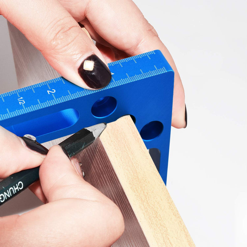 [Australia - AusPower] - Aluminium Alloy 90 Degree Positioning Squares 4.7" x 4.7"(12x12cm) Right Angle Clamps Woodworking Carpenter Tool Corner Clamping Square for Picture Frame Box Cabinets Drawers (Blue, 2pcs) Blue, 2pcs 