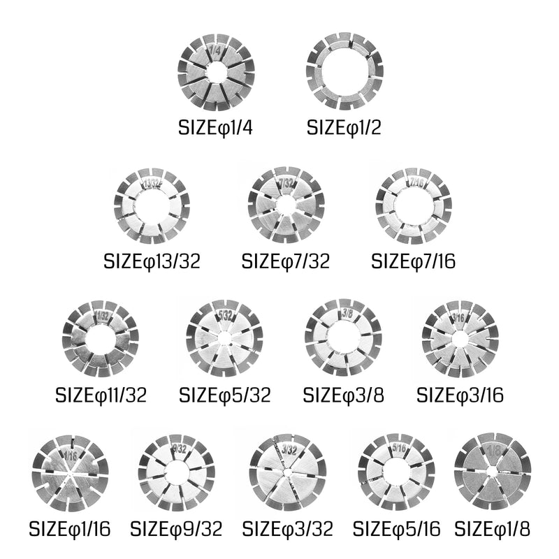 [Australia - AusPower] - ER20 Router Collet, 14PCs, 1/16″ to 1/2″ CNC Engraving Router Bit Collet for Engraving Machine Tool, CNC Router, and Driver 