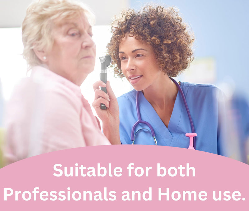 [Australia - AusPower] - Radiance Otoscope - Ear Scope with LED Light and Speculum for Ear Examination and Diagnosis - Ideal for Professional use - Lifetime Warranty - Pink 