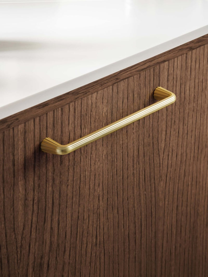 5 Pack Gold Cabinet Pulls 6.3" Hole Center Brushed Brass Drawer Pulls Bathroom Dresser Handles Hardware Zinc Alloy Pull - 6-5/16 Inch Hole Center Brushed Gold 5