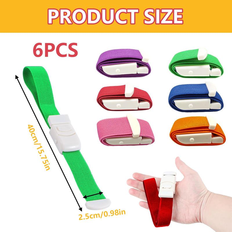 [Australia - AusPower] - 6 Pieces Storage Hose, Vein Congestion, Highly Flexible Tourniquets - Professional Storage Hose, Blood Removal with Buckle, Ideal for Camping, Hiking, Medical Emergencies, First Aid, Nurse (6 Colours) 