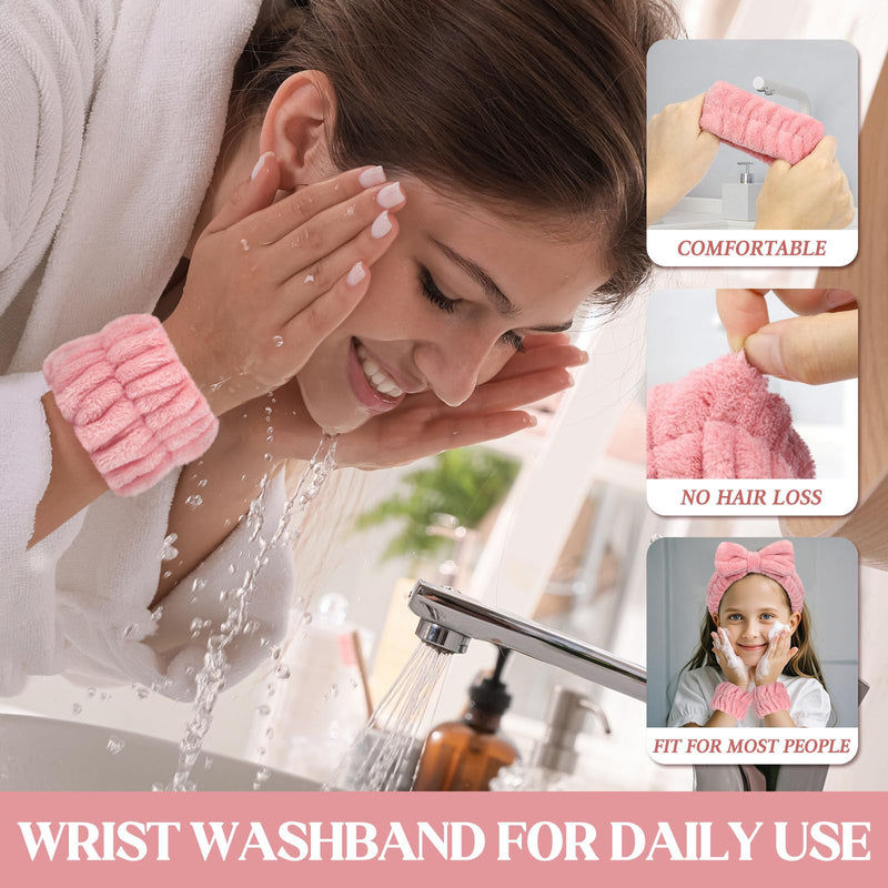 [Australia - AusPower] - 8 Pcs Spa Wrist Bands - Absorbent Microfiber Wristbands for Bathing, Prevent Water Spilling Down Your Arms Grey, Rose, Pink, Brown 