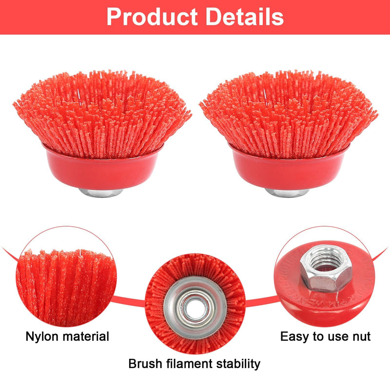 [Australia - AusPower] - Cup Brush Angle Grinder, Pack of 2 M14 Nylon Brush Drill, Diameter 75 mm Nylon Brush, Sanding Filament, Cup Brush, Nylon Brush for Deburring, Rust Removal, Paint Removal 
