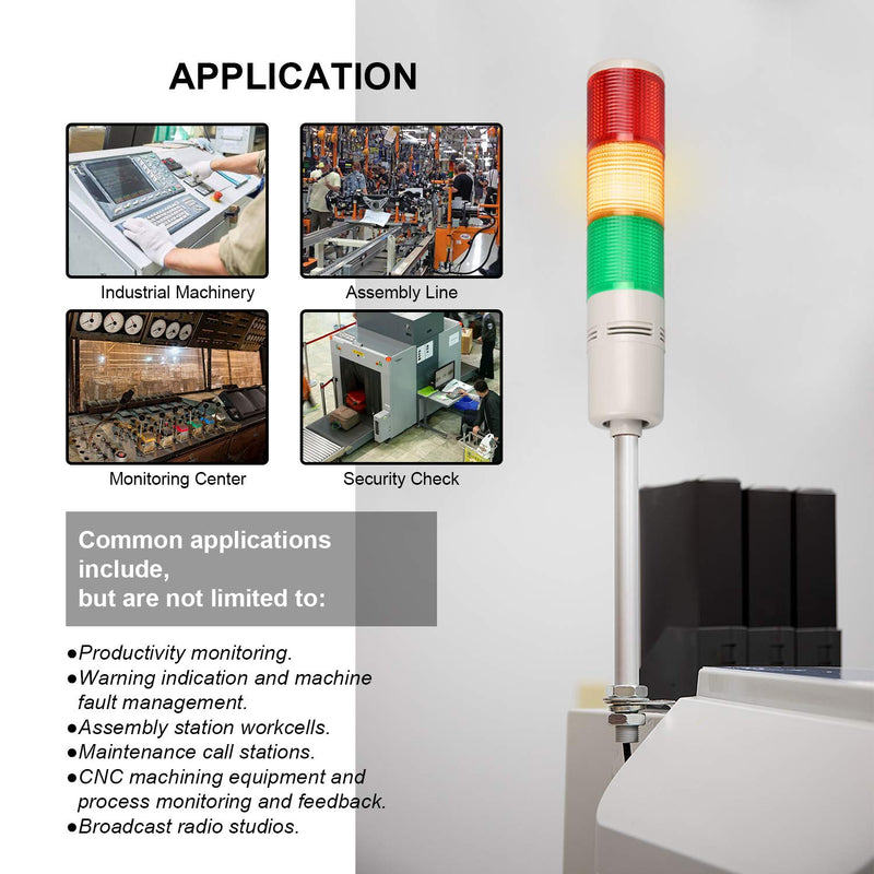 [Australia - AusPower] - LUBAN Tower Stack Lights, Industrial Warning Signal Lights Tower Lamps Column, Factory Workshop Safety RGB Signal Indicator, LED Andon Lights (110V, 3 Tiers, without Sound) AC 110V 3-Layer 
