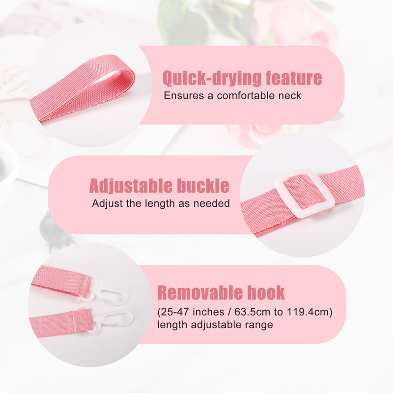 [Australia - AusPower] - 2pcs Shower Lanyard with 2 Hooks for Mastectomy Drain Holder, Pink Post-Mastectomy Must Haves Mastectomy Gifts for Women Drainage Bulbs After-Surgery Recovery Management Rope Clips Accessories 