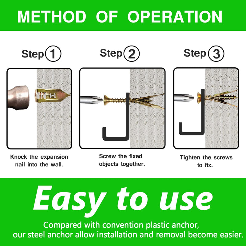 [Australia - AusPower] - 200 PCS Zinc Plated Steel Self-Drilling Anchors?Self Drilling Drywall Anchors Easy Application No Drill or Holes in Wall (100 PCS Steel Anchors 0.47X1.18inch and 100 PCS zinc Screw) 