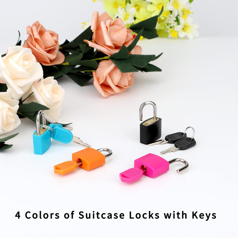 [Australia - AusPower] - 4 Pcs Suitcase Locks with Keys Multicolor Mini Keyed Padlock Febwind Metal Padlock Luggage Padlocks Plastic-Covered Copper Keyed Padlock for Suitcase, Backpack, Boxes, Laptop Bag 4 Colors A 