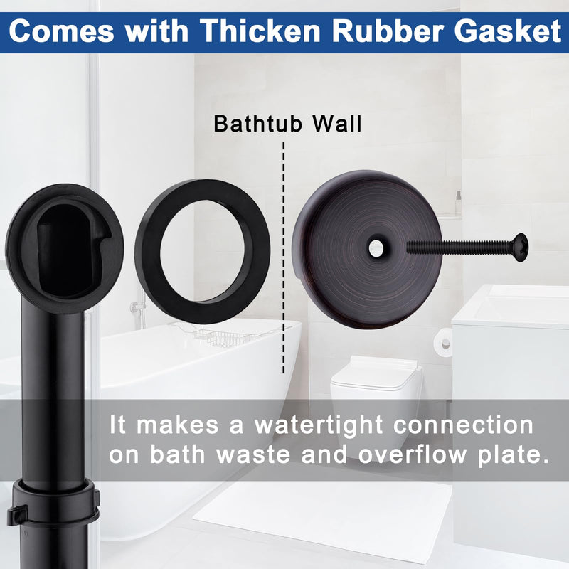 Brass Tip-Toe Tub Drain Kit with Basket Strainer and Single Hole Overflow Faceplate, Oil Rubbed Bronze 1-hole