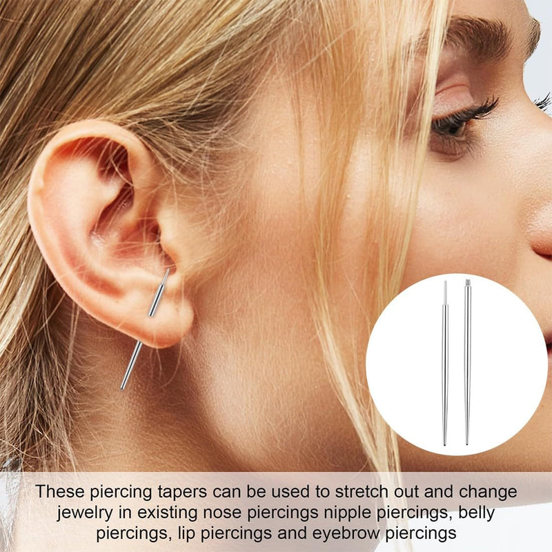11 Piece Piercing Insertion Aid Curved Piercing Needles Set, Piercing Taper Insertion Surgical Steel Piercing Tool Body Stretching Kit Assistant Tool Piercings Needle for Ear Nose Lip Belly