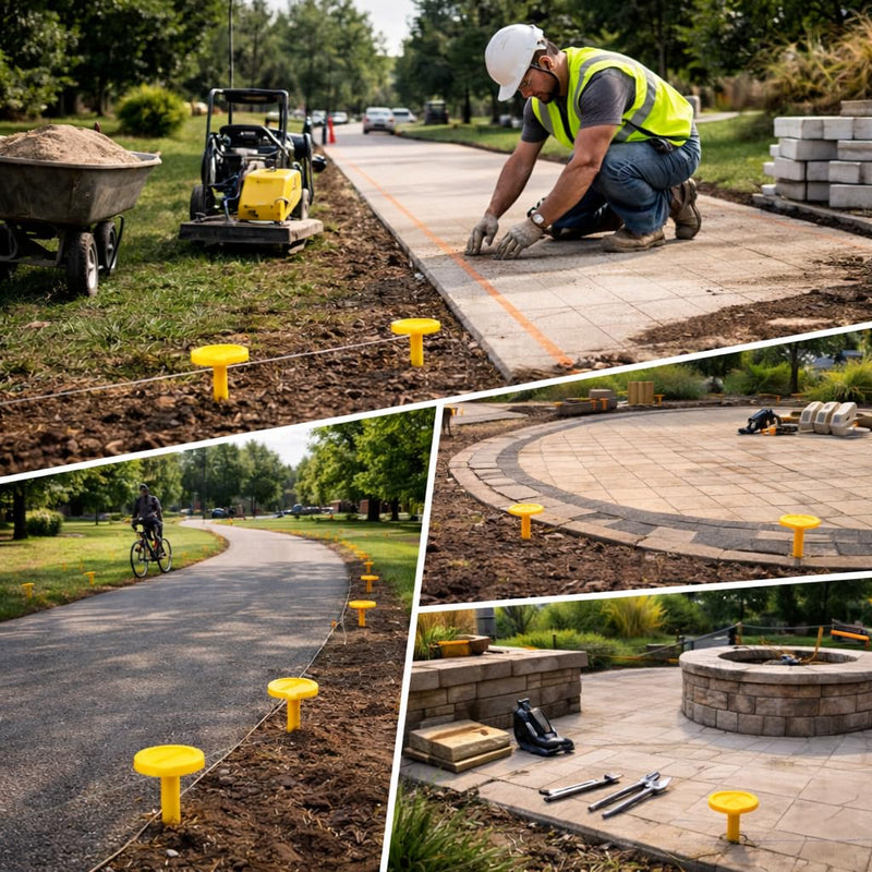 Low Profile Survey Stakes - High-Visibility - Survey Markers Boundary Markers Hi-Vis Garden Stakes (10-Pack (Yellow) Yellow