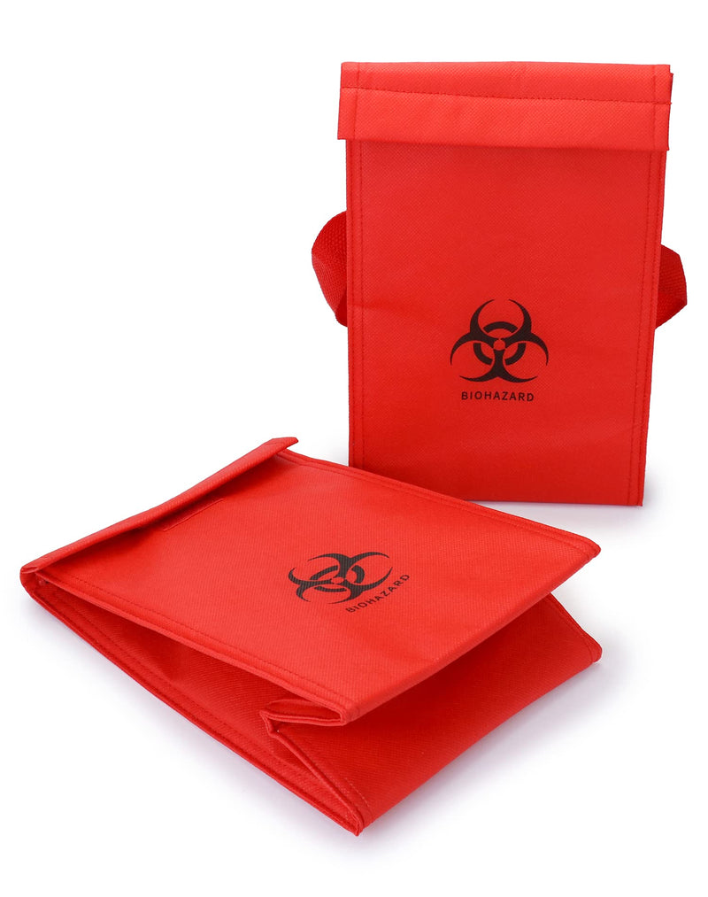 [Australia - AusPower] - QWORK Medical Insulated Biohazard Cooler Bag, 4 Pack Medical Specimen Transport Bag, Bio Transport Bag, 6.75" x 10" x 5.75", Red 